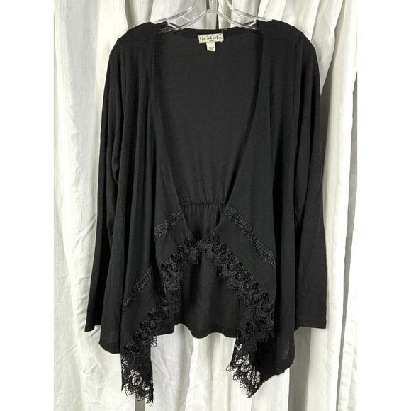 Live And Let Live Open Front Cardigan Black Lace Women’s 1X‎ Plus Waterfall EUC - Picture 1 of 8